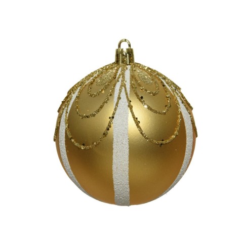 SFERA GOLD CON GLITTER WHITE D.8 CM